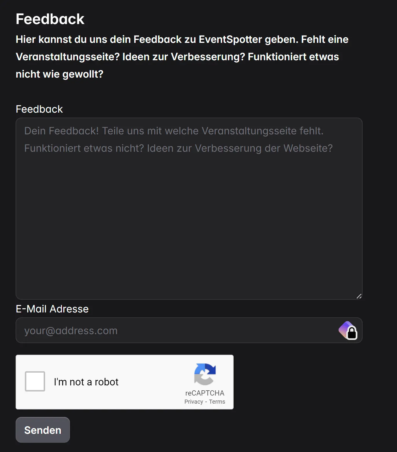 Image of EventSpotter that shows the feature Feedback