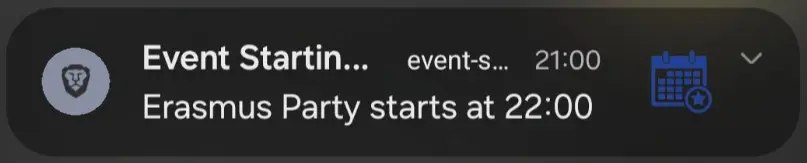 Image of EventSpotter that shows the feature Event Reminders